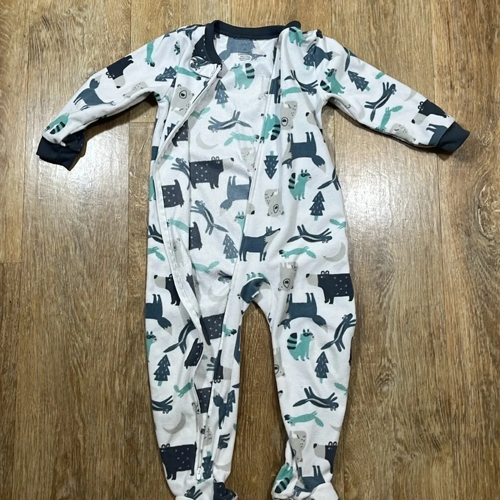 Carter's 4T Onesie Footie Pajamas Pjs Fleece Warm Winter Zip Up EUC - Lot of 2